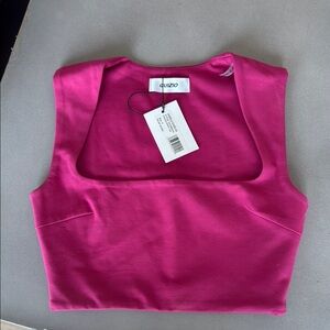Danielle Guizio Pink Backless Crop Tank Top